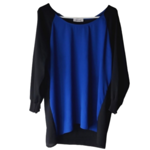 Calvin Klein Breezy Sheer Loose cobalt blue + black blouse